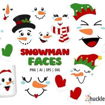 Assorted Snowman Faces Clipart