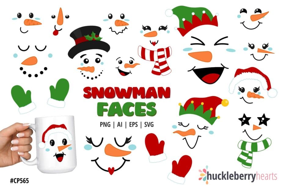 Assorted Snowman Faces Clipart