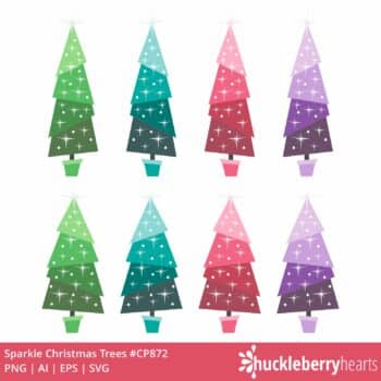 Assorted Retro Christmas Tree Clipart and SVG Bundle