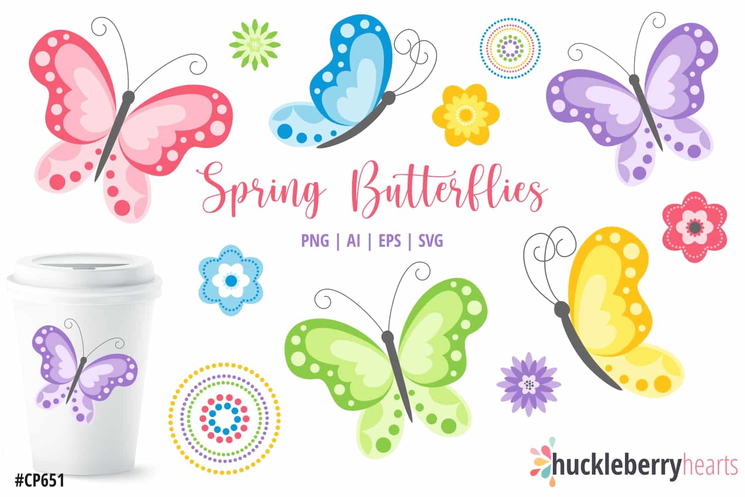 Assorted Spring Butterfly Clipart and Vector Set
