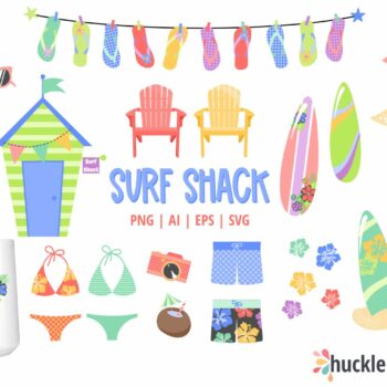 Assorted beach themed clipart and svg files