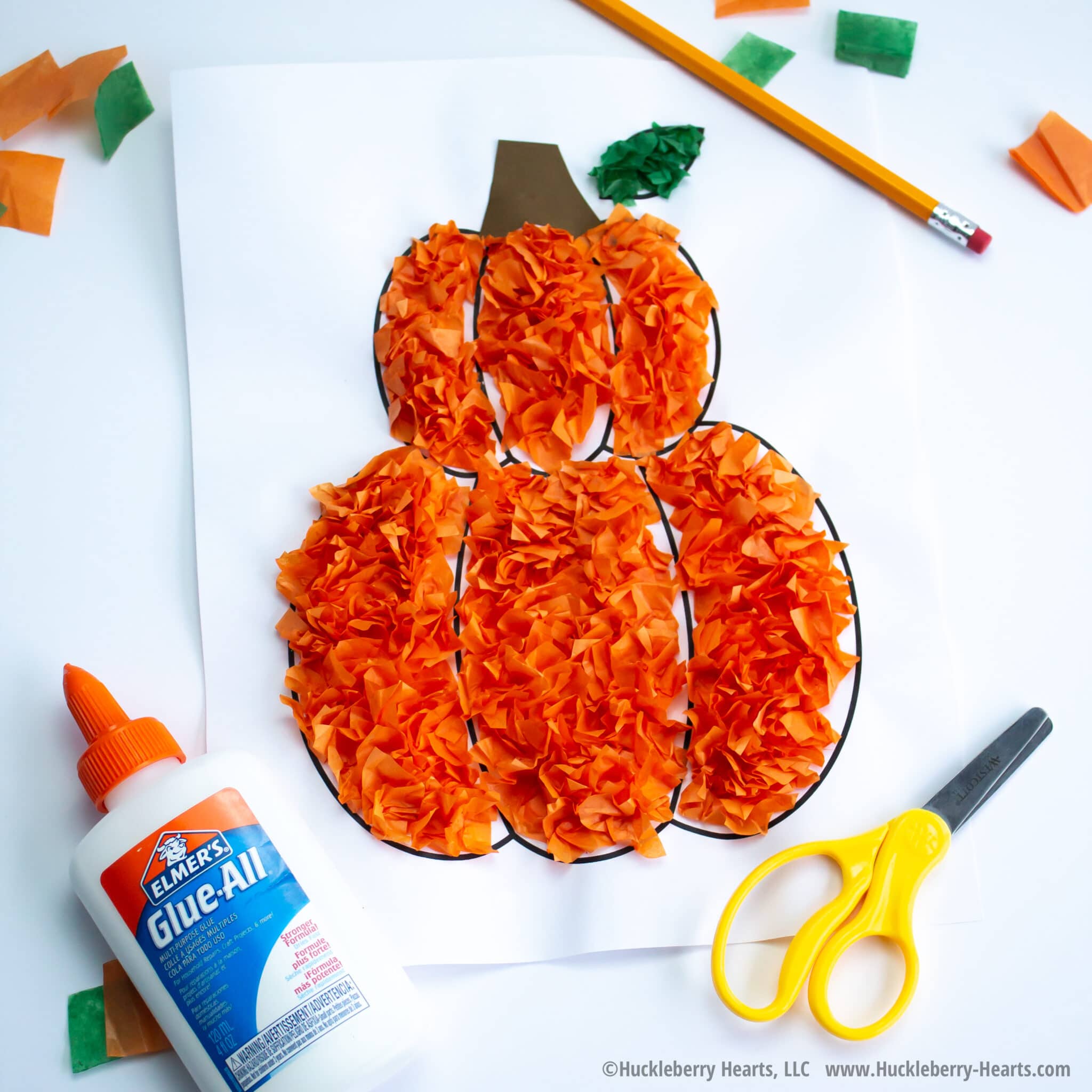 Easy Tissue Paper Pumpkin Craft