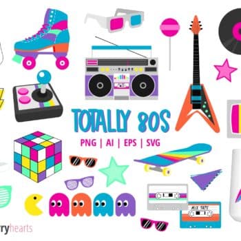 80s Clipart Bundle | Cute Retro SVG Set | Neon Cut Files