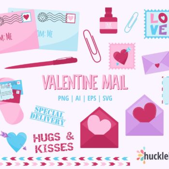 Assorted Valentine Mail Clipart and Vector Set