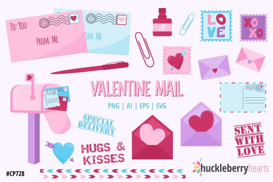 Assorted Valentine Mail Clipart and Vector Set