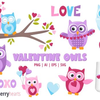 Valentine Owls Clipart