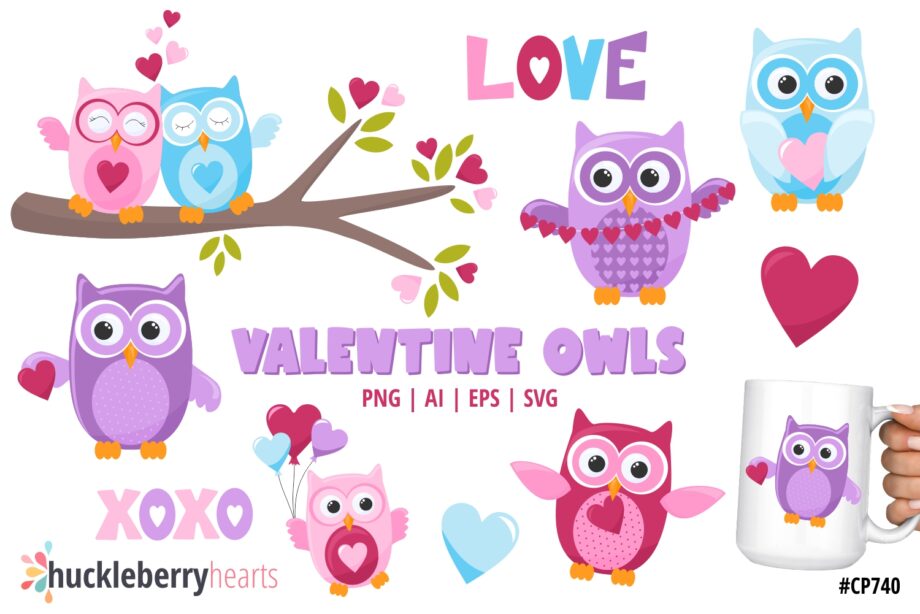 Valentine Owls Clipart