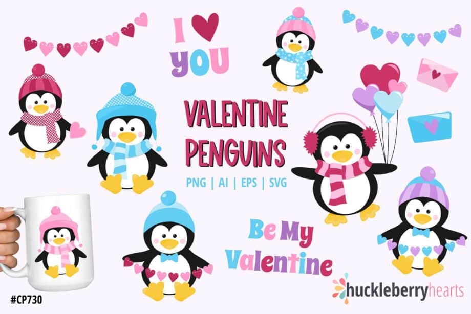 Valentine Penguins Clipart