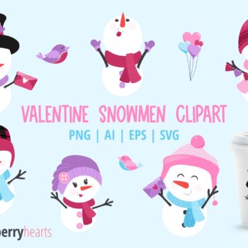 Valentine Snowmen Clipart