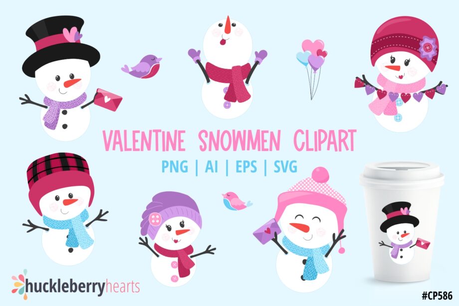 Valentine Snowmen Clipart