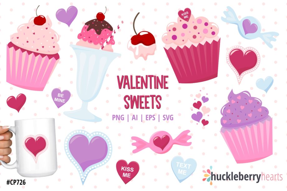 Assorted Valentine's Day Sweets Clipart