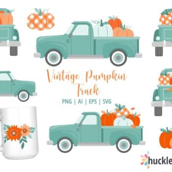 Assorted Vintage Truck and Pumpkin Cliparts