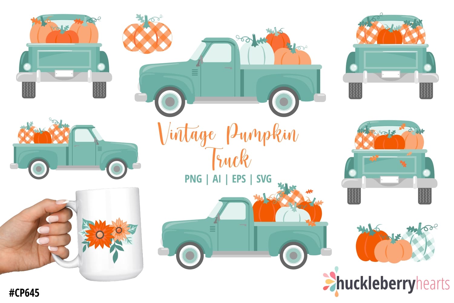 Assorted Vintage Truck and Pumpkin Cliparts