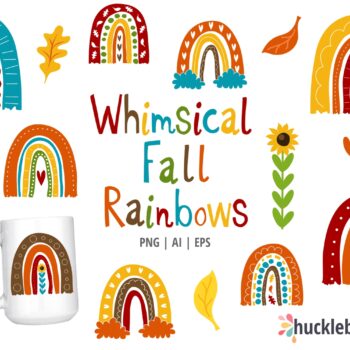 Whimsical Autumn Rainbows Clipart Set