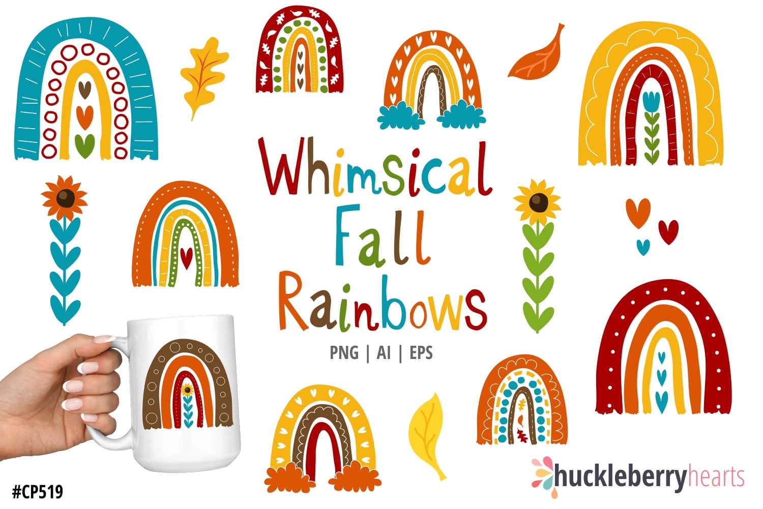 Whimsical Autumn Rainbows Clipart Set