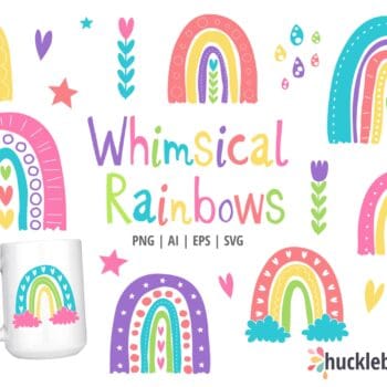Whimsical Handrawn Rainbow Clipart Set