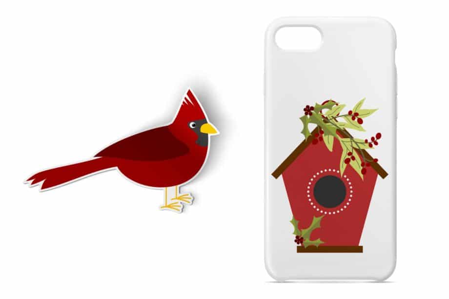 Winter Red Birdhouses Clipart