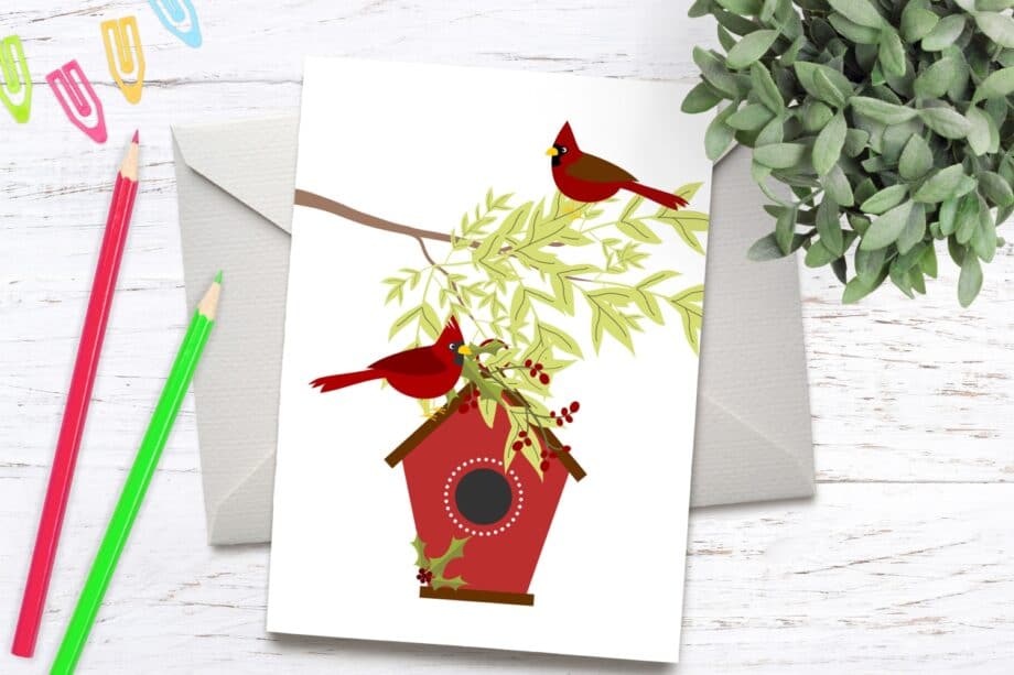 Assorted Red Cardinals and Birdhouses Clipart and Vector Set