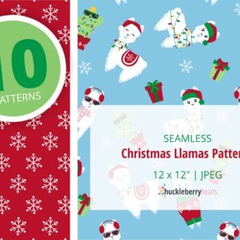 Assorted Christmas Llama seamless digital patterns