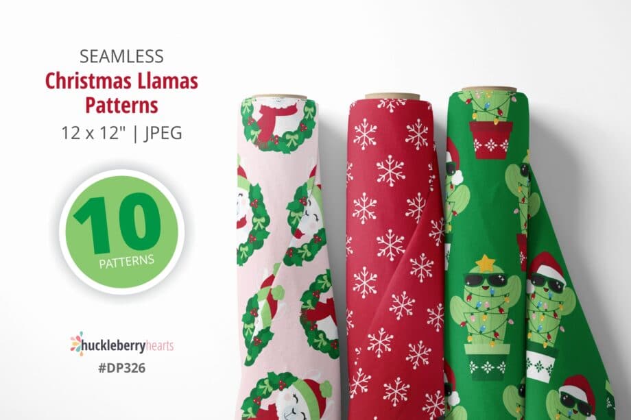 Christmas themed llama digital papers