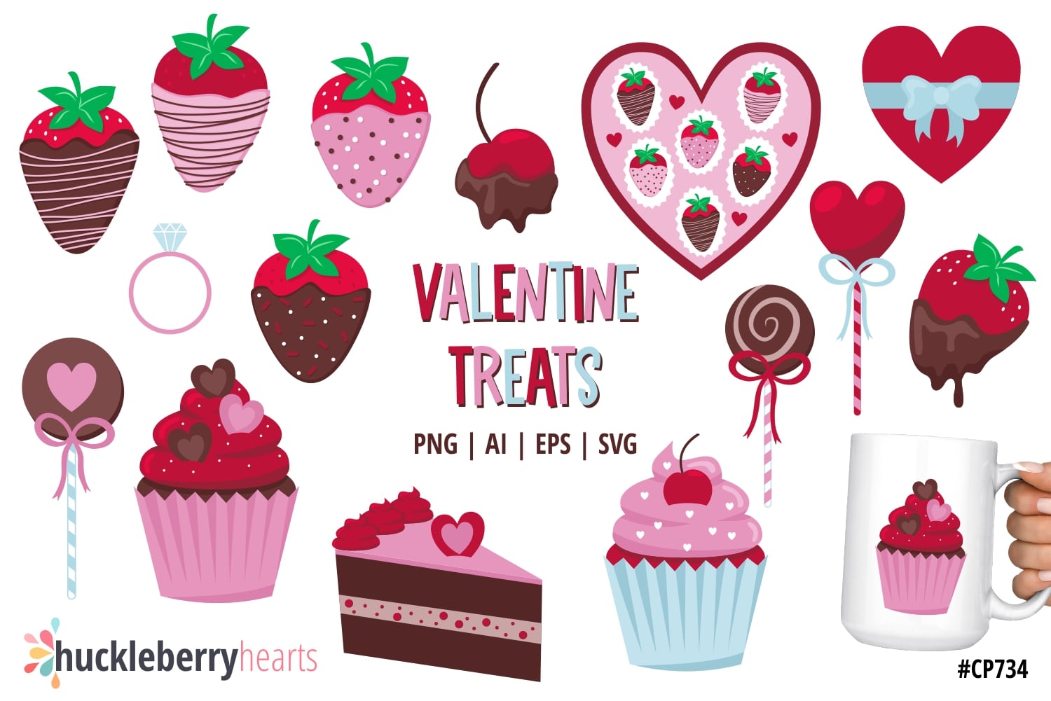 Assorted Valentine's Day Treats Clipart Set