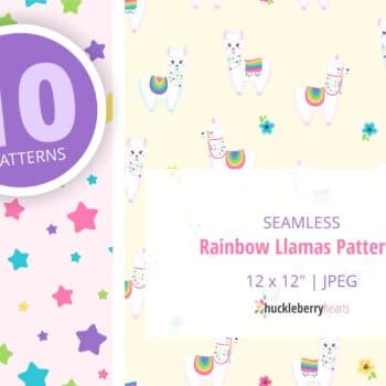 Assorted Rainbow Llama Seamless Pattern Images