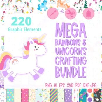 Rainbows and Unicorns Clipart and Vectors Bundle