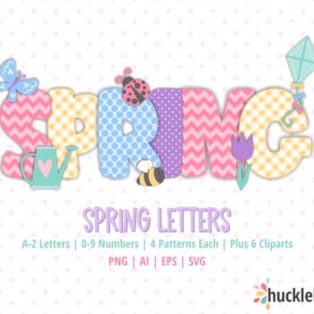 Assorted Spring Themed Alphabet Letters and Clipart