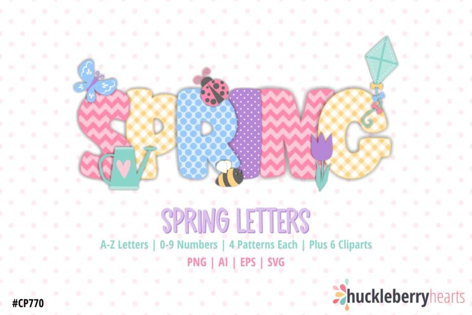 Assorted Spring Themed Alphabet Letters and Clipart