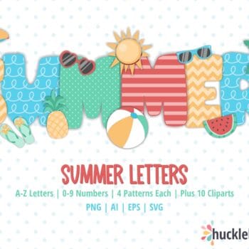 Assorted Summer Alphabet Letters Clipart and SVG