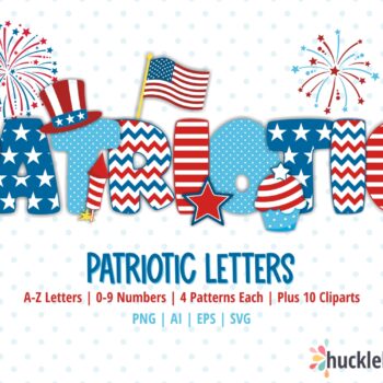 Patriotic themed clipart and svg alphabet letters