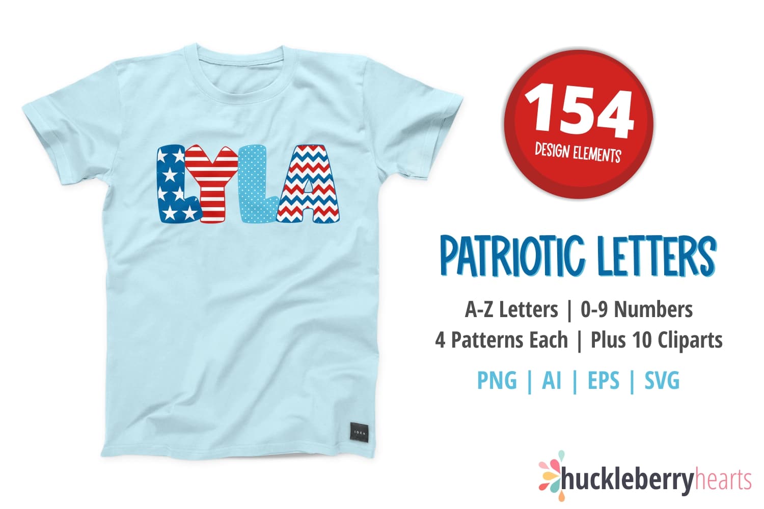 Fourth of July themed alphabet letters