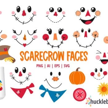 Scarecrow Faces Clipart | Fall Scarecrow SVG Set