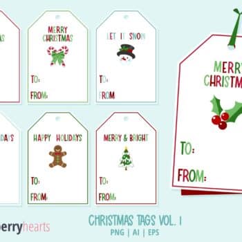 6 Assorted Printable Christmas Gift Tags Set