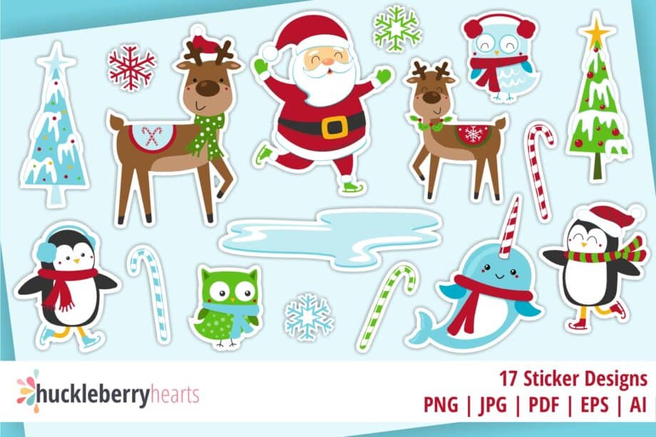 Assorted Christmas Printable Sticker Set