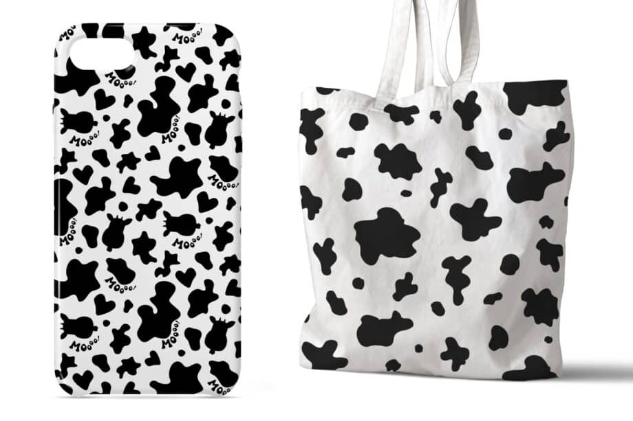 Assorted Cow Print Images Set