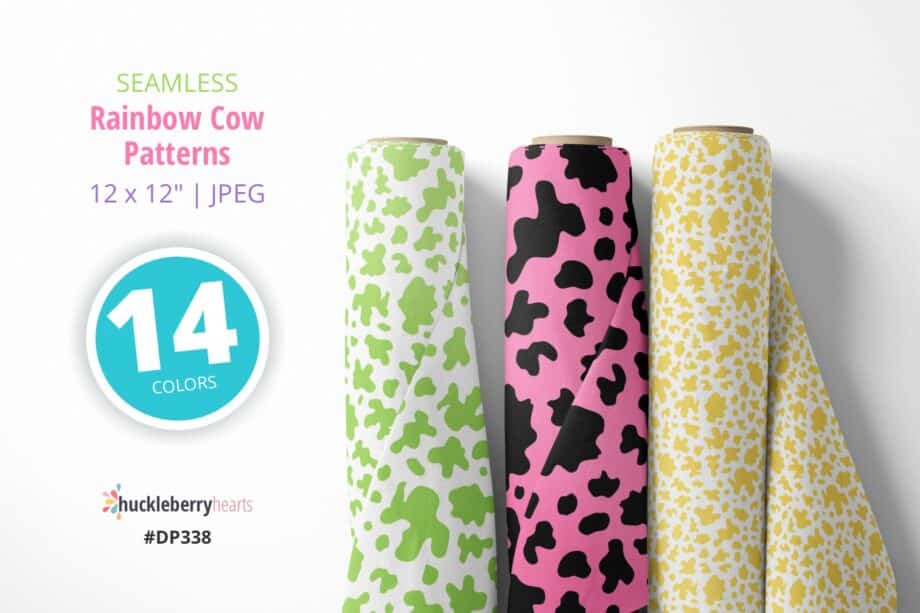 Rainbow Cow Seamless Patterns | Assorted Cow Digital Paper