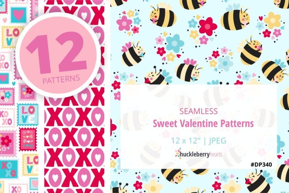 Assorted Seamless Valentines Day Themed Digital Patterns