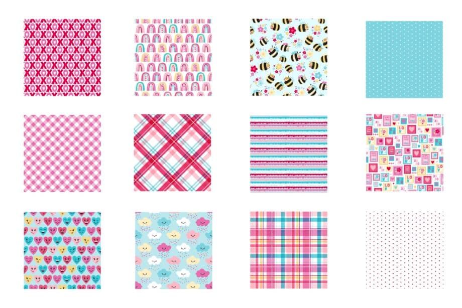 Valentines Day themed Seamless Patterns Set