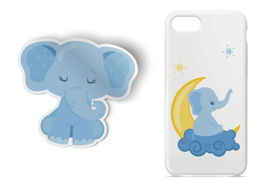 Cute Baby Elephant Clipart Set