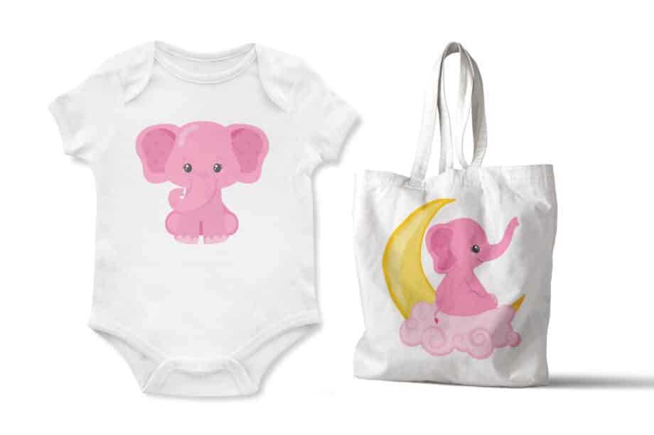 Assorted Baby Girl Elephant Clipart Set