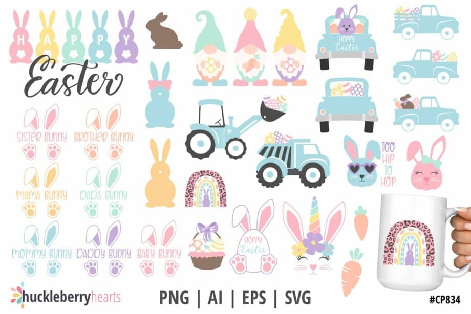 Assorted Easter Themed Clipart and SVG Set