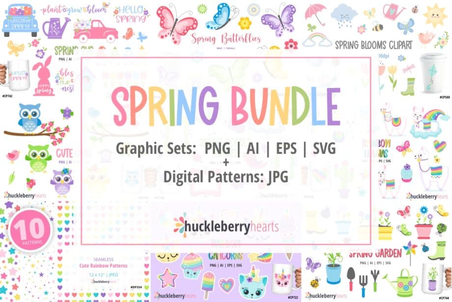 Assorted Spring Themed Clipart and Vector Bundle