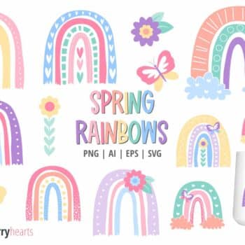 Assorted Spring Themed Rainbow Clipart and Vector Set