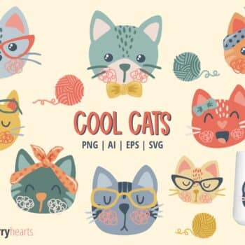 Retro Cat Clipart and Vector Set