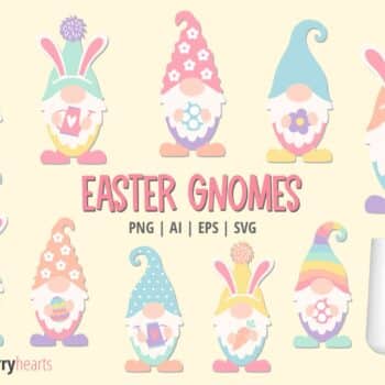 Assorted Easter Gnome Clipart and SVG Set