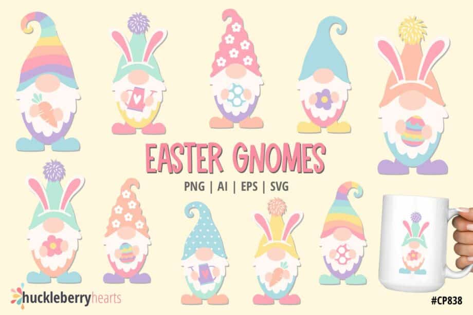 Assorted Easter Gnome Clipart and SVG Set