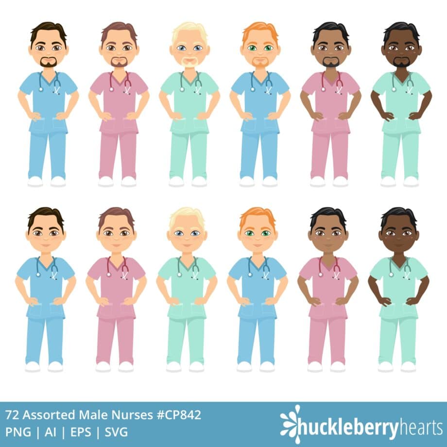 Assorted Male Nurses Clipart and SVG set