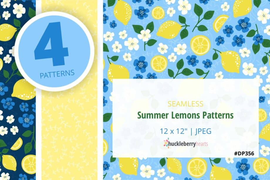 Summer Lemon Seamless Patterns | Floral Digital Paper Set