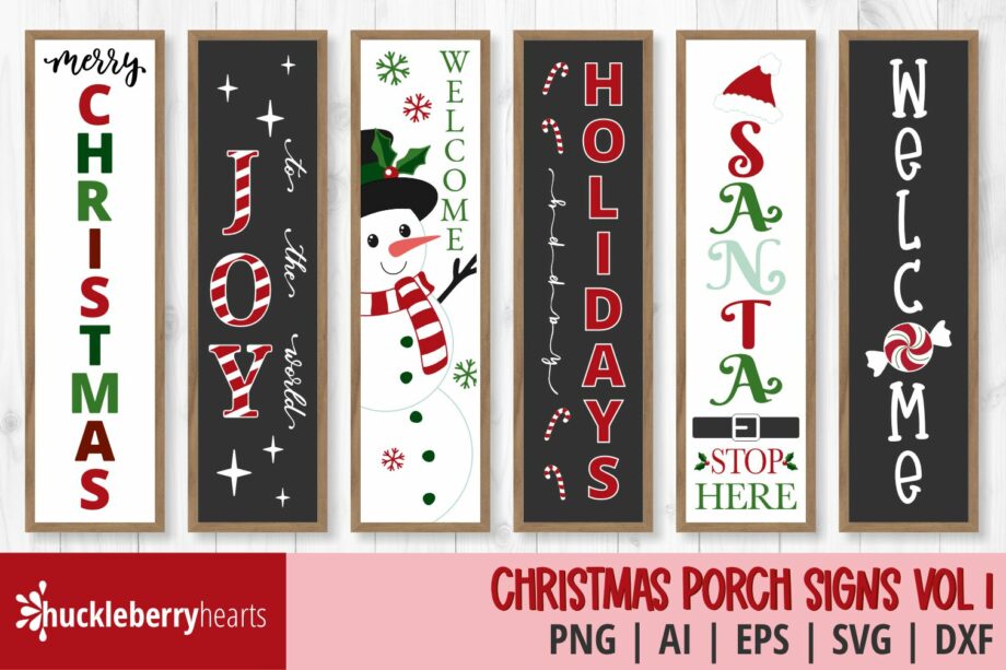 Assorted Vertical Christmas Porch Signs SVG Bundle